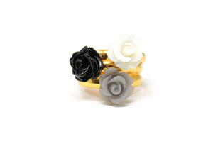 Tiny Petals Stacking Ring ~ White Rose