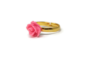 Tiny Petals Stacking Ring ~ Strawberry Pink Rose