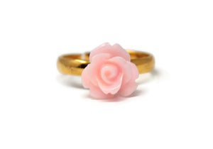 Tiny Petals Stacking Ring ~ Sunset Pink Rose