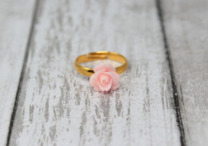 Tiny Petals Stacking Ring ~ Sunset Pink Rose