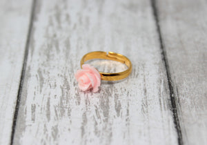 Tiny Petals Stacking Ring ~ Sunset Pink Rose