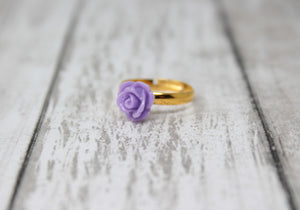 Tiny Petals Stacking Ring ~ Violet Rose