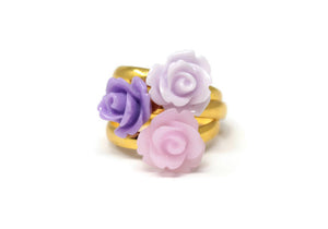 Tiny Petals Stacking Ring ~ Frosted Lilac Rose