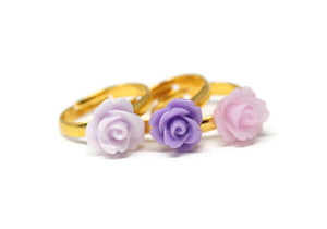 Tiny Petals Stacking Ring ~ Frosted Lilac Rose