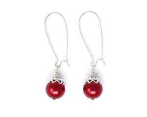 Red Christmas Ball Earrings 12mm