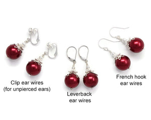 14mm Christmas Red Christmas Ball Earrings