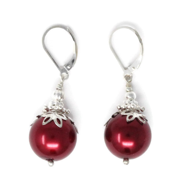 14mm Red Christmas Ball Earrings