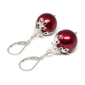 14mm Red Christmas Ball Earrings