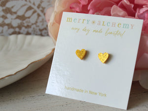 Gold Glitter Heart Earrings