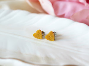 Gold Glitter Heart Earrings