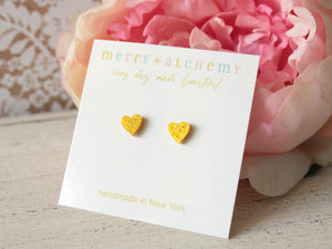 Gold Glitter Heart Earrings