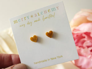 Gold Glitter Heart Earrings