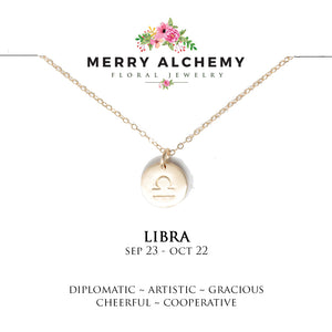 Libra Zodiac Necklace in Gold Fill