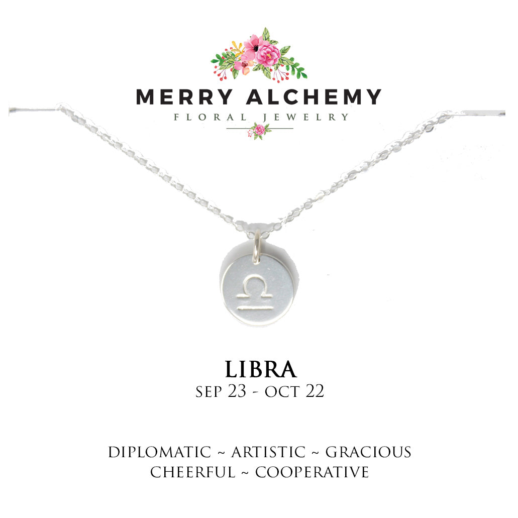 Libra Zodiac Necklace in Sterling Silver