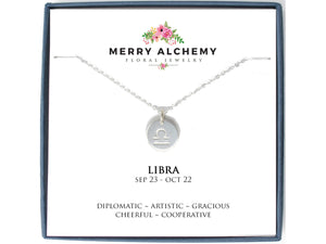 Libra Zodiac Necklace in Sterling Silver