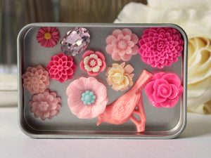 Pink Flower Magnet Set