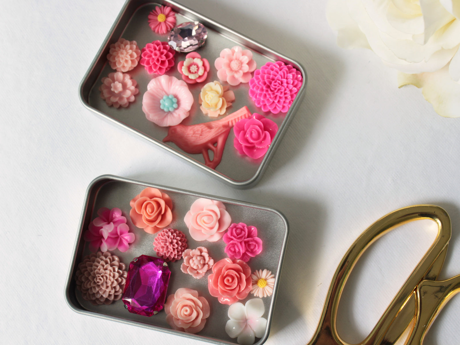 Pink Flower Magnet Set