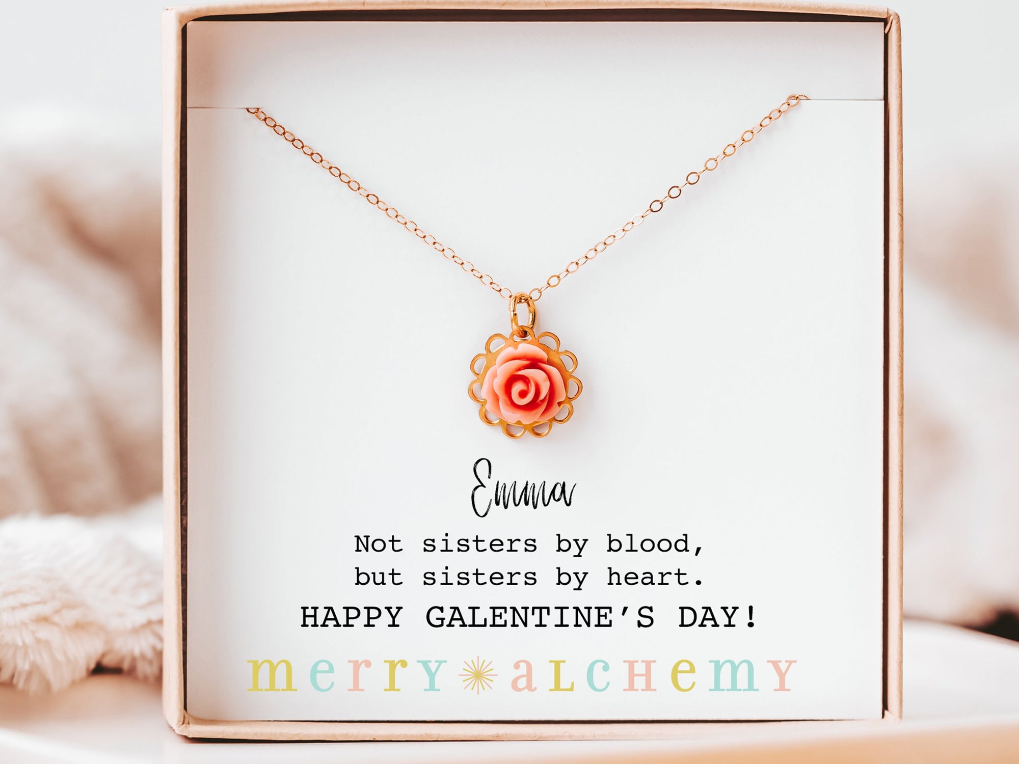20 or 24 Inch Flower Necklace Personalized Best Friend Gift