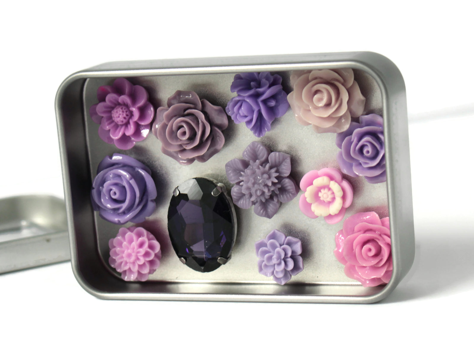 Purple Flower Magnet Set