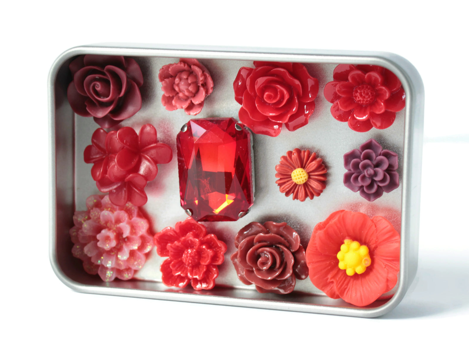 Red Flower Magnet Set