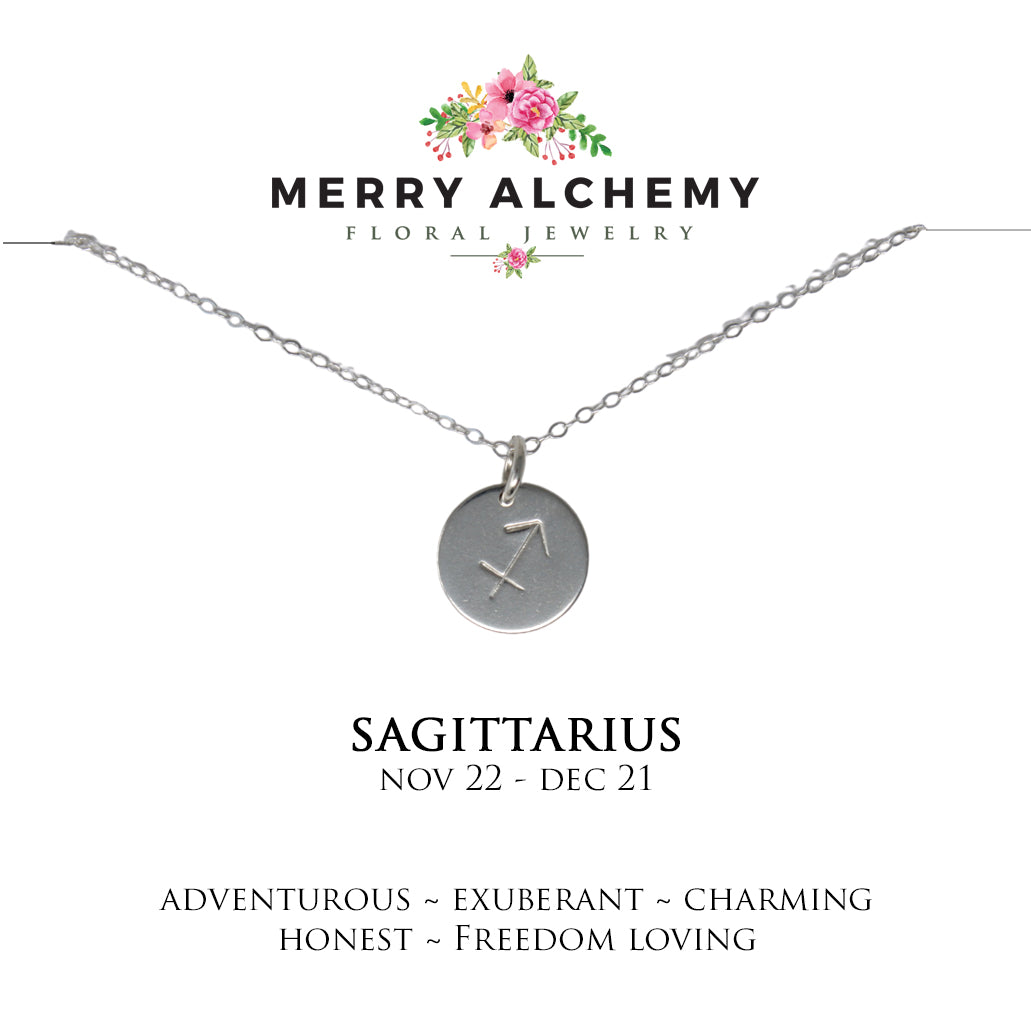 Sagittarius Zodiac Necklace in Sterling Silver