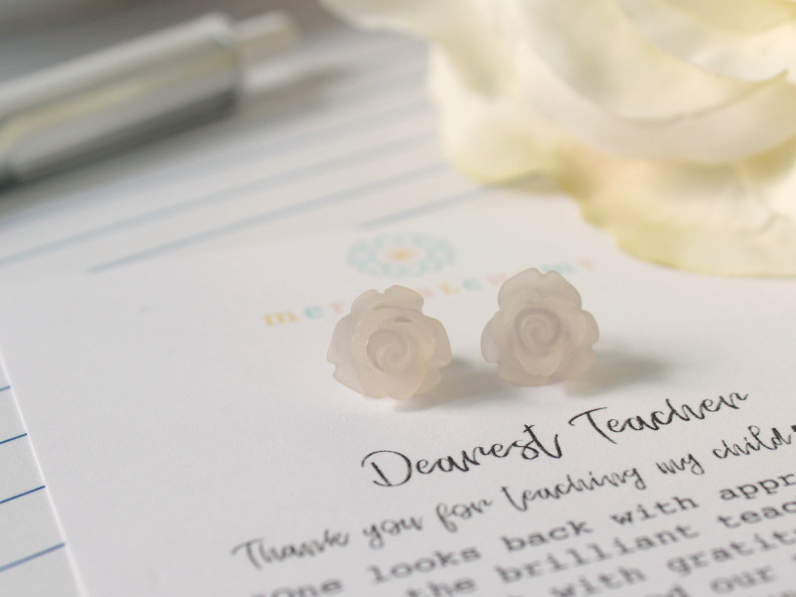 Flower Earrings Personalized Teacher Gift