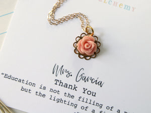 Flower Necklace Personalized Teacher Gift