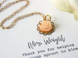 Flower Necklace Personalized Teacher Gift
