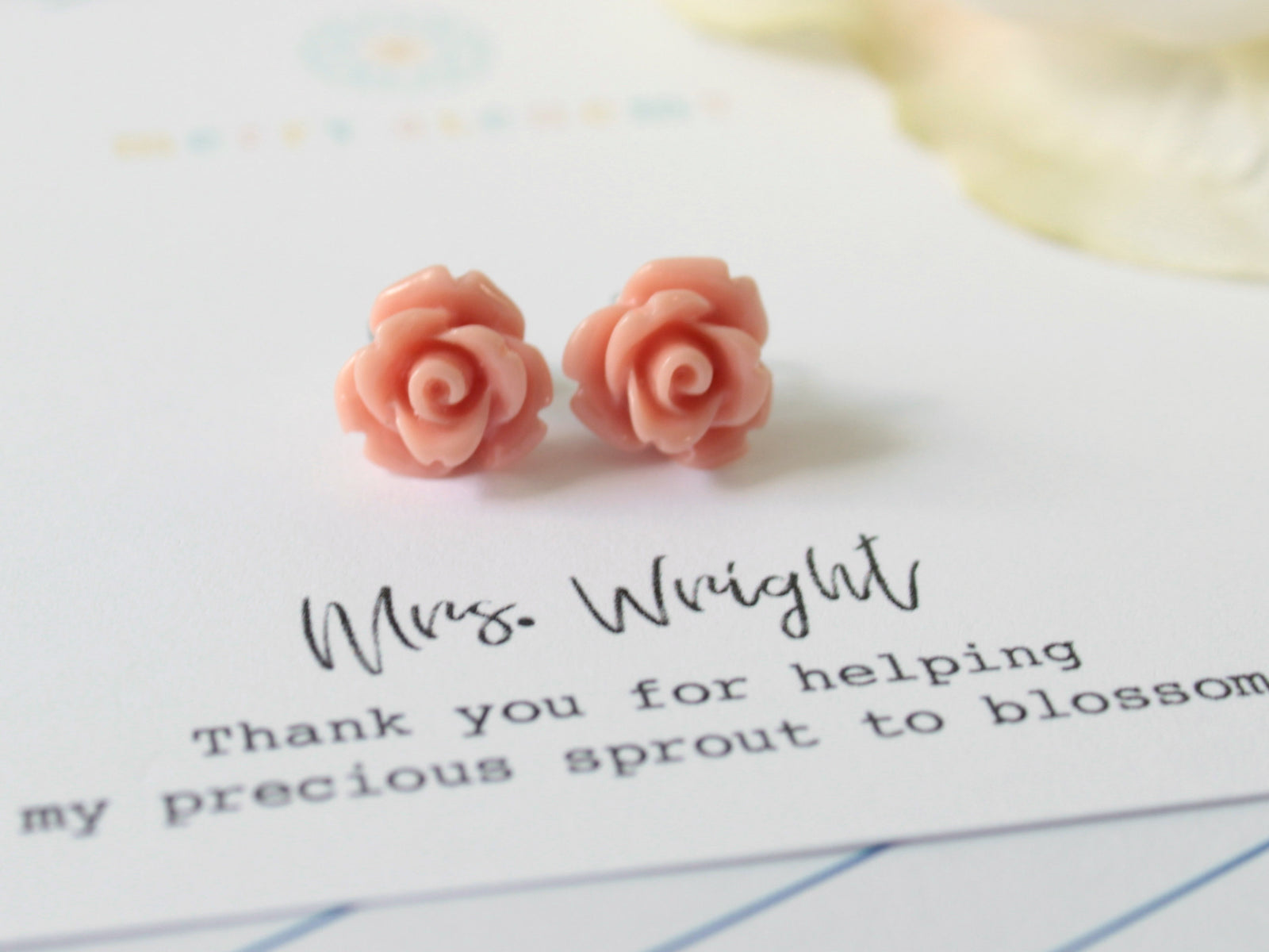 Flower Earrings Personalized Teacher Gift