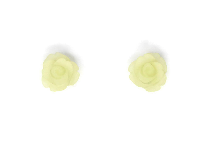 Single Bloom Studs in Frosted Yellow Rose