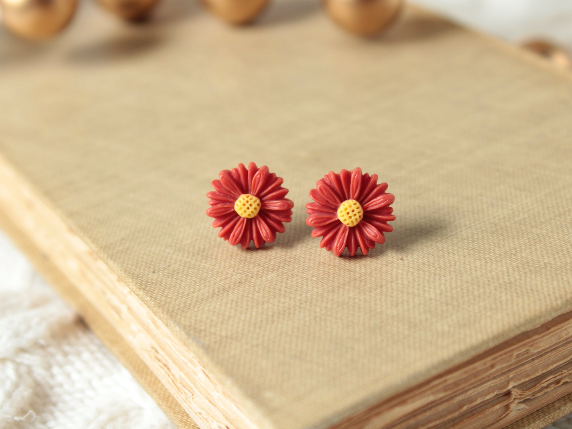 Red Daisy Earrings