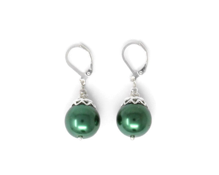 14mm Green Christmas Ball Earrings