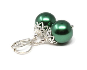 14mm Green Christmas Ball Earrings
