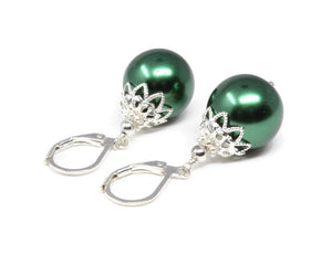 14mm Green Christmas Ball Earrings