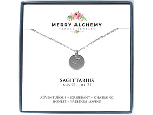 Sagittarius Zodiac Necklace in Sterling Silver