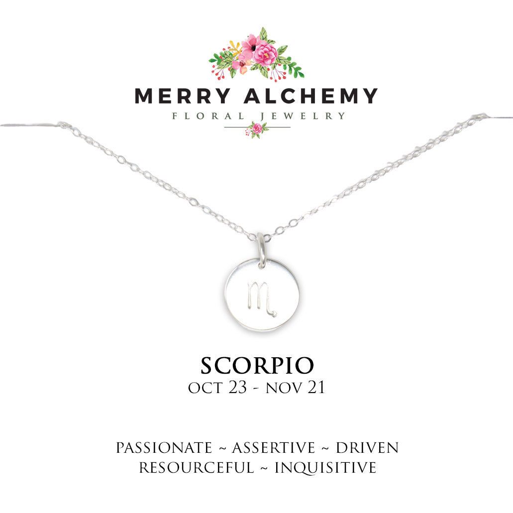 Scorpio Zodiac Necklace in Sterling Silver