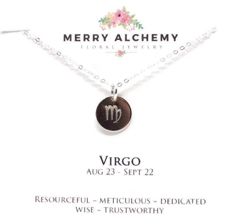 Virgo Zodiac Necklace in Sterling Silver