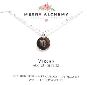 Virgo Zodiac Necklace in Sterling Silver