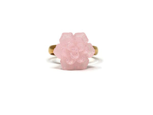 Succulent Ring in Pink Sparkle