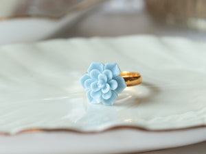 Succulent Ring in Powder Blue