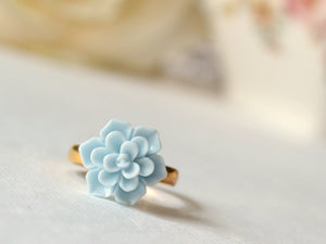 Succulent Ring in Powder Blue