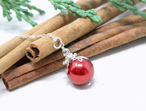 14mm Red Christmas Ball Necklace