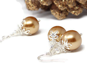 14mm Gold Christmas Ball Necklace & Earring Set