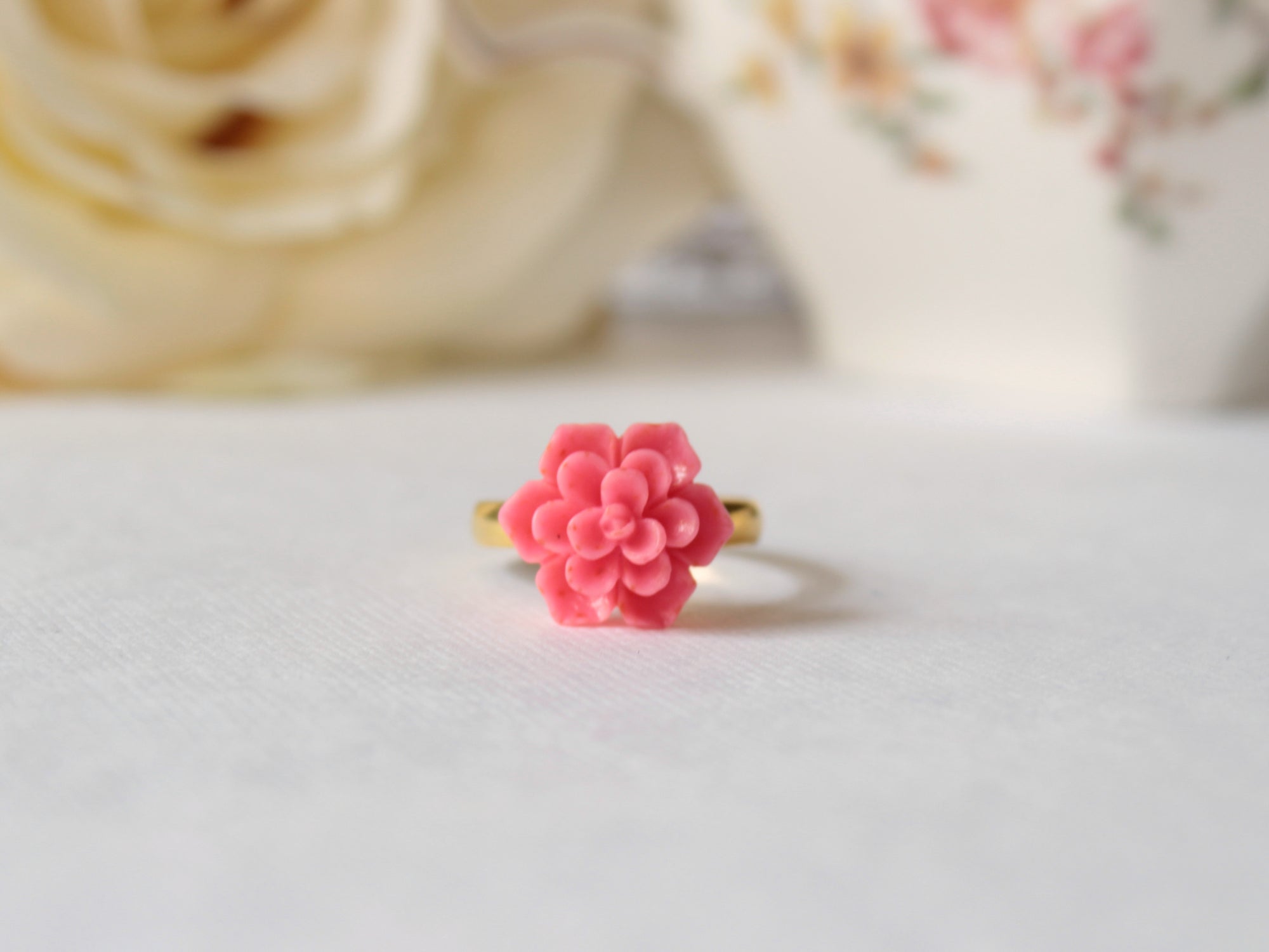 Succulent Ring in Strawberry Pink