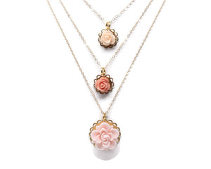 16" Tiny Petals Layering Necklace 16" in Peach Bisque Rose