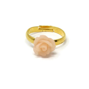 Tiny Petals Stacking Ring ~ Frosted Peach Rose