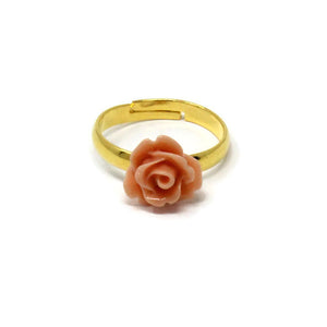Tiny Petals Stacking Ring ~ Salmon Pink Rose