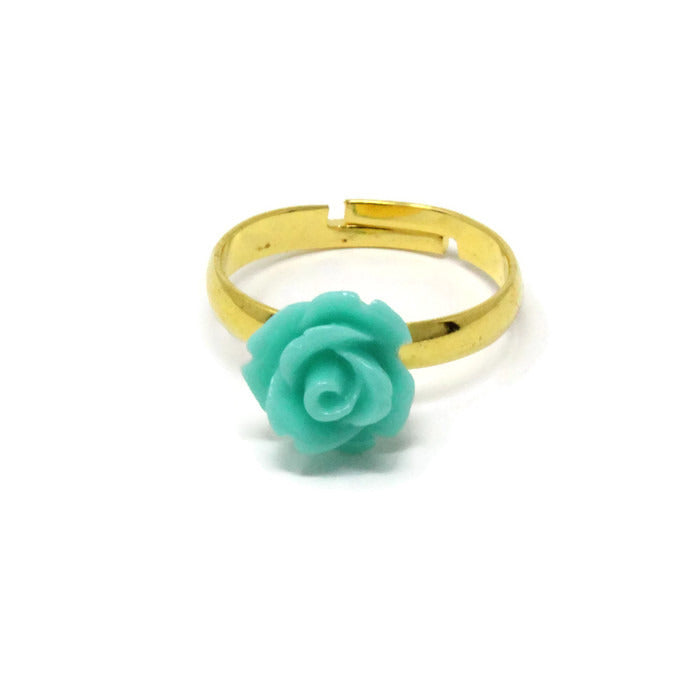 Tiny Petals Stacking Ring ~ Sea Foam Rose