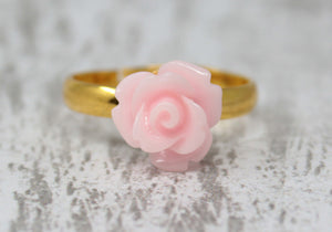 Tiny Petals Stacking Ring ~ Baby Pink Rose