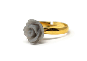 Tiny Petals Stacking Ring ~ Frosted Gray Rose